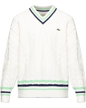 Lacoste V-Neck Jumper - White