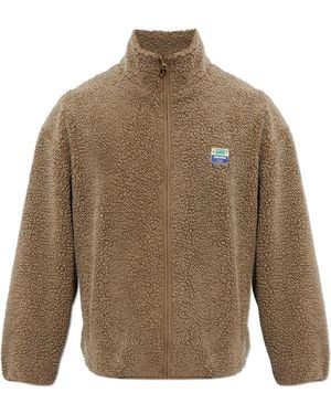 American Vintage Fleece Sweatshirt With A Stand-Up Collar - Natural