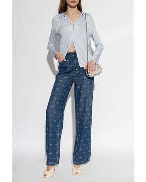 Self-Portrait Jeans With Shiny Sequins - Blue