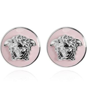 Versace Brass Earrings With Medusa Head - Pink