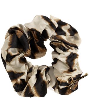 Ganni Hair Scrunchie With Animal Motif - Black