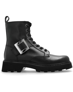 Roger Vivier 'Viv' Rangers Leather Boots - Black