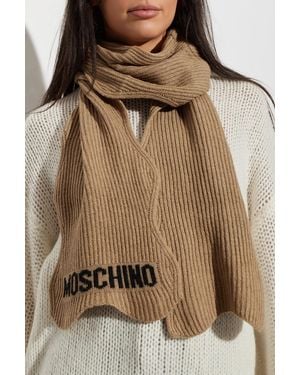 Moschino Scarf With Logo - Brown