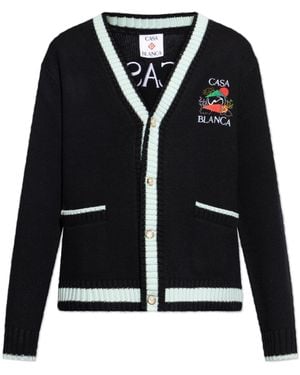 CASABLANCA Cardigan With Logo - Black