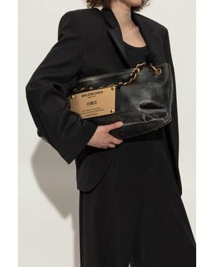 Balenciaga Leather Shoulder Bag With A Vintage Effect - Black
