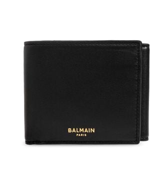 Balmain Leather Wallet With Logo - Black