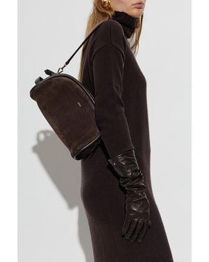 Max Mara Suede Shoulder Bag With Logo - Black