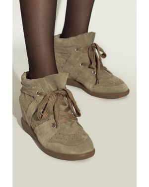 Isabel Marant Suede Bobby Wedge Boots - Green