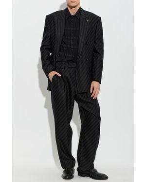 Versace Wool Blazer With Single Vent - Black
