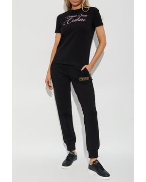 Versace Jeans Couture Sweatpants With Embroidered Logo - Black