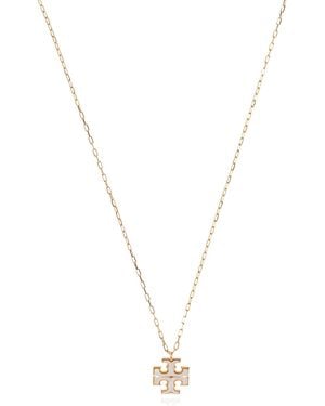 Tory Burch Necklace With A Logo-Shaped Pendant - Metallic