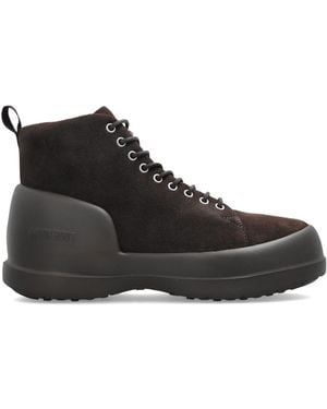 Moon Boot Suede Shoes 'Mb Mezzaluna Lace Up Mid Suede' - Black