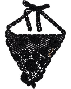 Ganni Crochet Headscarf - Black