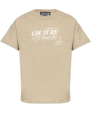 Versace Jeans Couture T-Shirt With Print - Natural