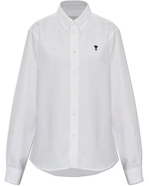 Ami Paris Shirt With Embroidered Logo - White