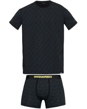 DSquared² Underwear Set: T-Shirt And Boxer Shorts - Black