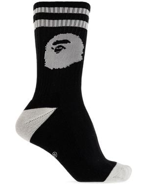 A Bathing Ape Socks With Logo - Black