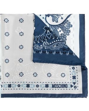 Moschino Silk Pocket Square - Blue