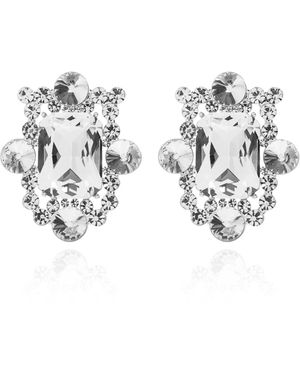 Self-Portrait Earrings With Shimmering Crystals - Metallic