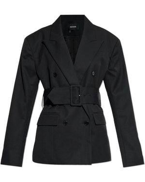 ROTATE BIRGER CHRISTENSEN Double-Breasted Blazer With Closed Lapels - Black