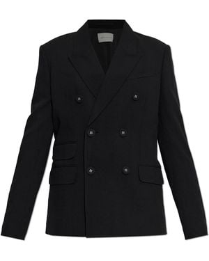 Ami Paris Wool Blazer With Open Lapels - Black
