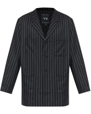 Y-3 Pinstripe Pattern Blazer - Blue