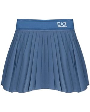 EA7 Pleated Skirt With Logo - Blue