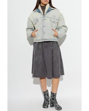 MM6 by Maison Margiela Denim Jacket With Faux-Fur Collar - Gray