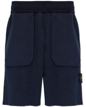 Stone Island Shorts With Logo Patch - Blue