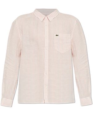 Lacoste Linen Shirt With Striped Pattern - White