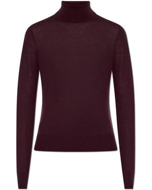 DSquared² Wool Turtleneck With Embroidered Logo - Purple