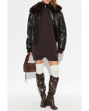 Lemaire Leather Jacket With Detachable Collar - Black