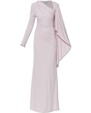 Self-Portrait Long Dress With Draping - Pink