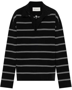Ami Paris Long-Sleeve Polo - Black