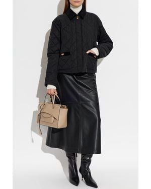 Ferragamo Quilted Jacket With Corduroy Collar - Black