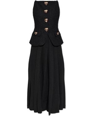 Self-Portrait Dress With Pleated Skirt - Black