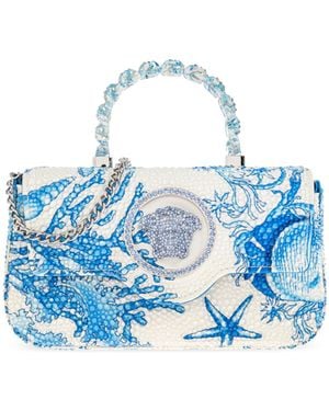 Versace Handbag With Shimmering Appliqués, - Blue