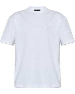 Giorgio Armani T-Shirt With Embroidered Logo - White
