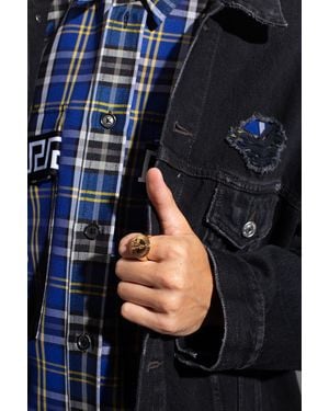 Versace Signet Ring With Logo - Blue
