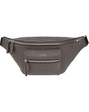 MCM Leather Belt Bag - Grey