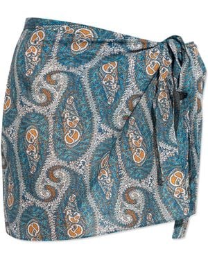 Etro Short Pareo With Print - Blue
