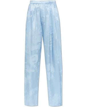 Balenciaga Loose-Fit Silk Trousers - Blue