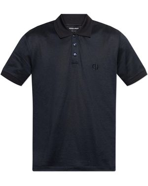 Giorgio Armani Polo With Embroidered Logo - Black