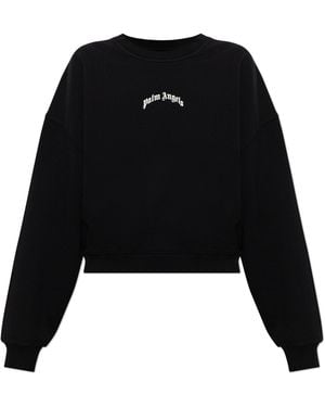 Palm Angels Cotton Sweatshirt With Printed 'Oversize' Logo - Black