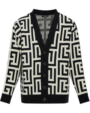 Balmain Cashmere Cardigan With Monogram - Black