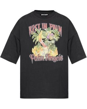 Palm Angels T-Shirt With Colourful Print - Black