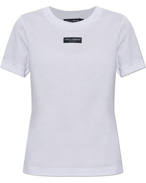 Dolce & Gabbana Cotton T-Shirt With Appliquéd Logo - White