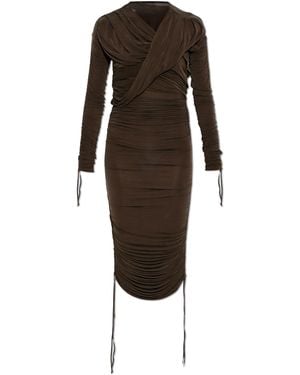 Balmain Draped Dress - Brown