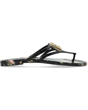 Dolce & Gabbana Rubber Flip-Flops With Logo - White