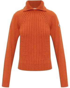 Moncler Jumper With Collar - Orange